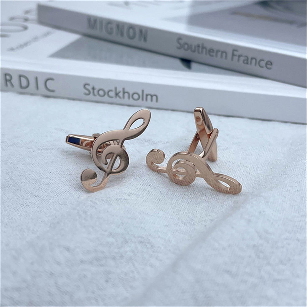 Gemelli neri in acciaio inossidabile 2022 per uomo novità Design musicale camicia gemelli in oro gemelli uomo gioielli da lavoro regalo all'ingrosso: Rose gold