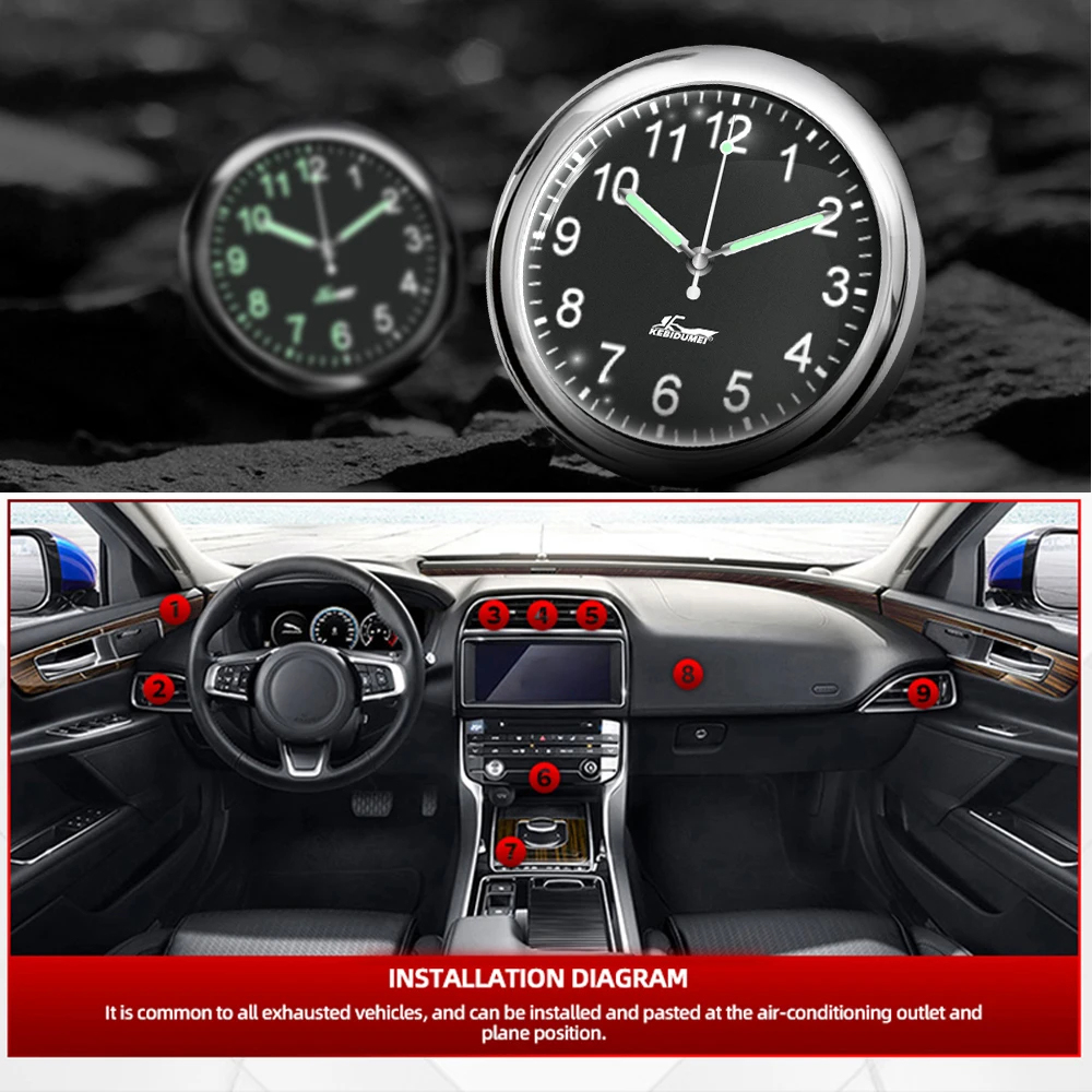 Reloj luminoso de calibre automático, Mini reloj de cuarzo resistente al agua con ventilación de aire para coche con Clip, reloj de salida de aire para accesorios de estilismo para coche