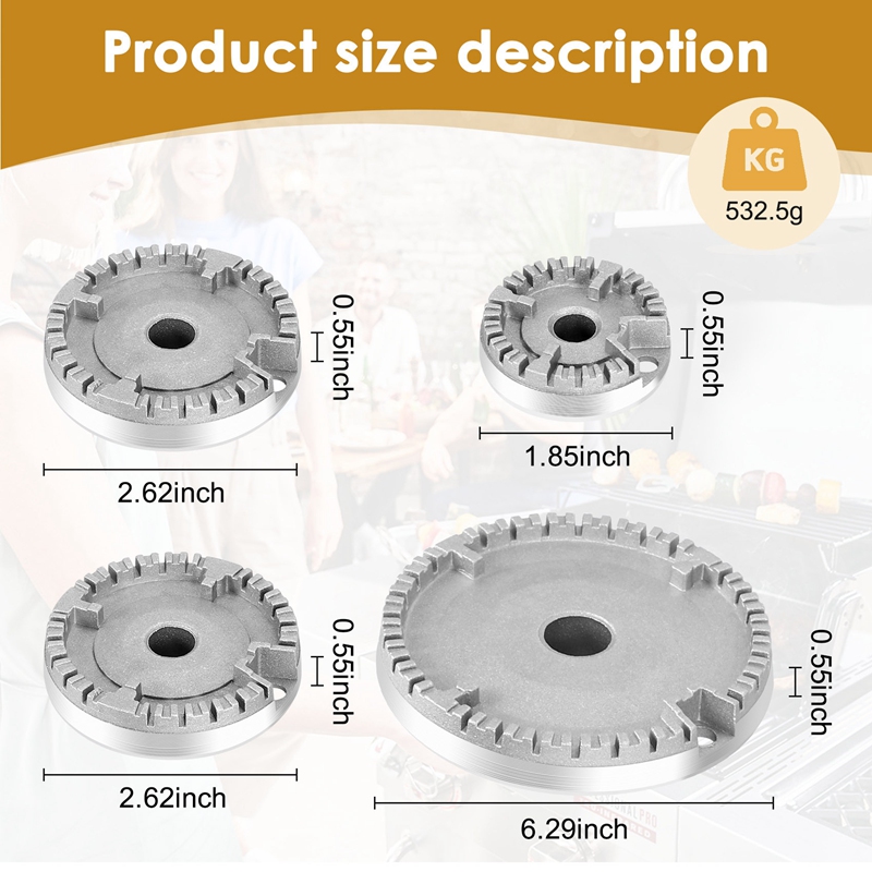 1Set Cooker Hoed Set Fornuis Deksel Opgewaardeerd Oven Gaskookplaat Brander Kroon Vlamdop Past Op De Meeste Gasfornuis Branders