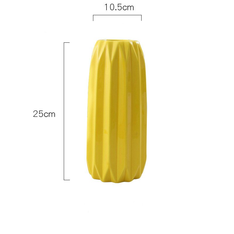 Moderne enkel origami keramikkvase farget pulver grå blå gul hvit store, mellomstore og små blomsteroppsatser: Mørk khaki