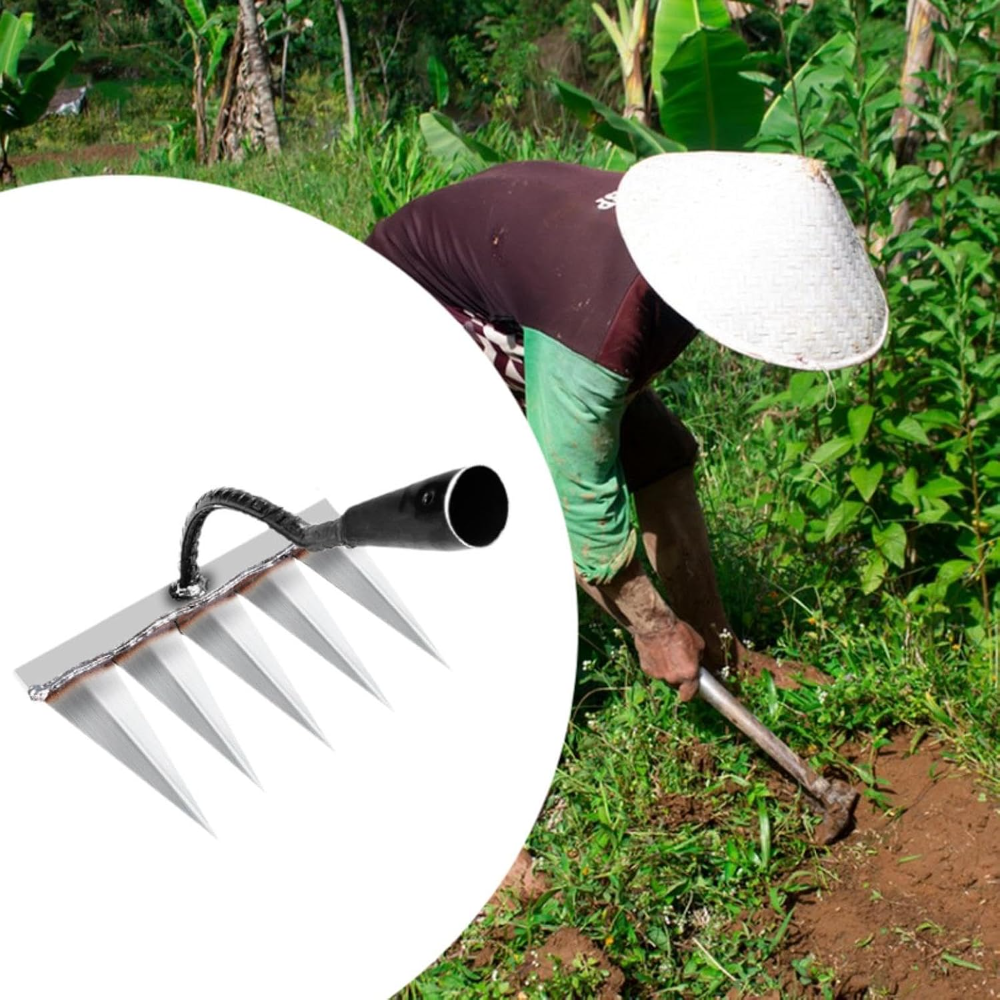 Rastrillo de mano para jardín, rastrillo de deshierbe, herramienta de deshierbe de Metal para jardín, rastrillo de jardín para agricultura, arado de verduras, aflojamiento del césped, con