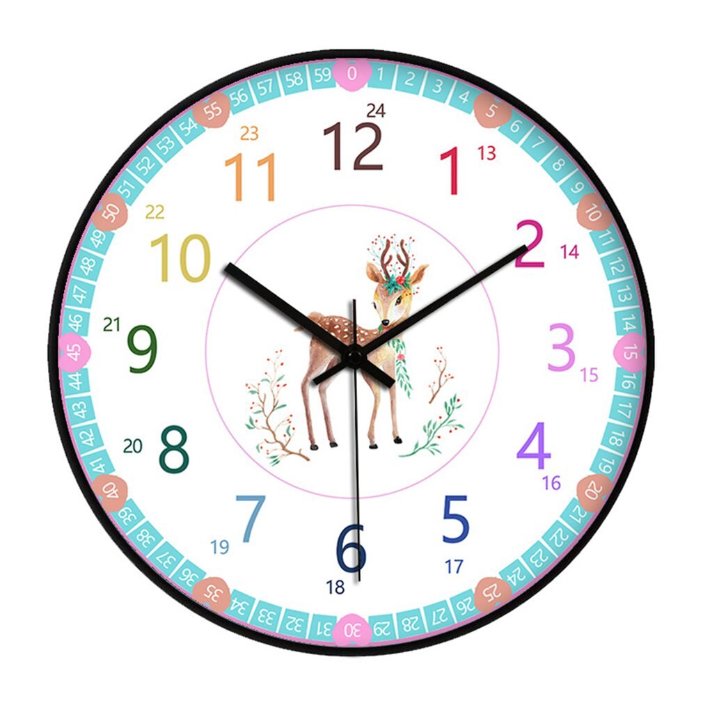 Early Childhood Learning Wall Clock Ultra-quiet Home Classroom Living Room School Recognition Table Wall Clock: Light Grey