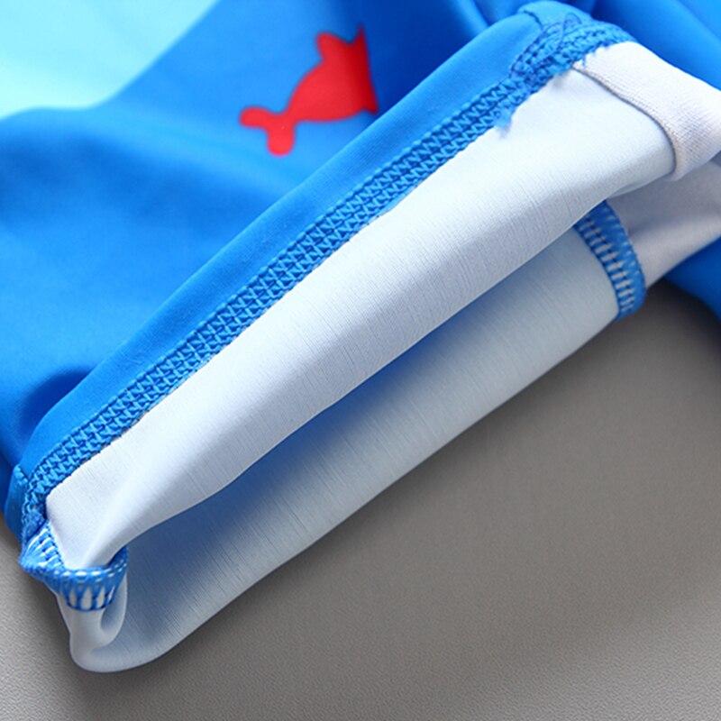 Children's Swimwear Hooded One Piece Toddler Baby Swimsuit 3/4 Sleeve Shark Blue Kids Bathing Suit Beachwear Indoor Swim Clothes