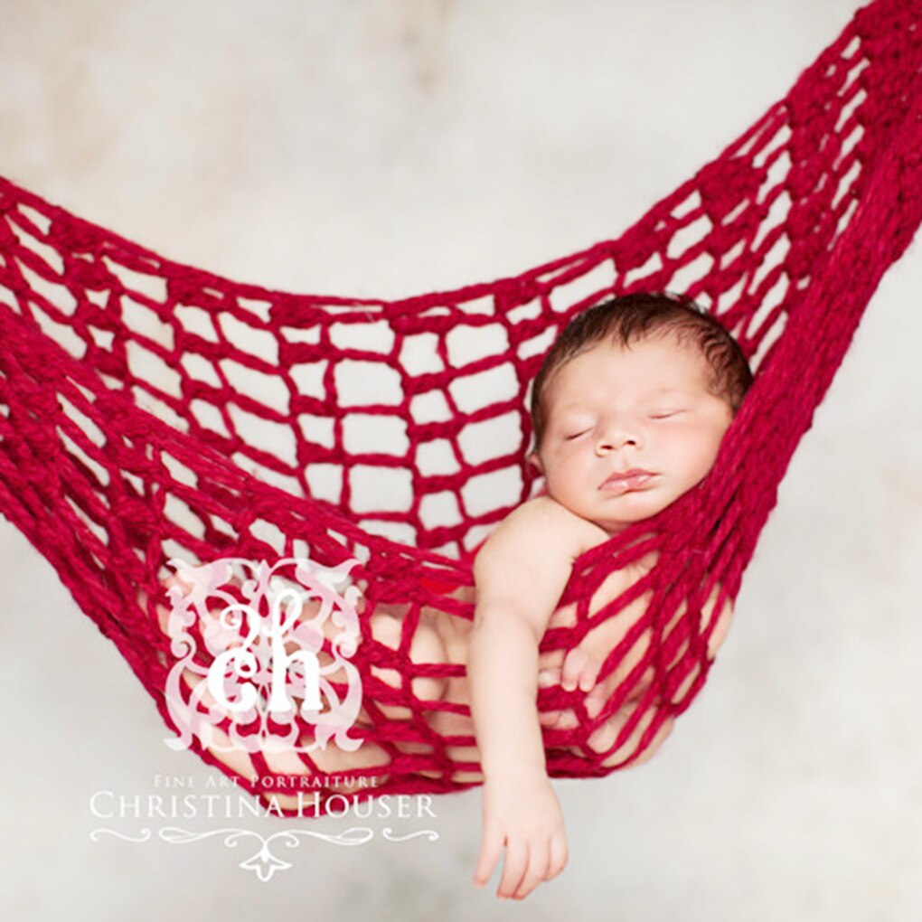 Newborn Hammock Baby Photography Props Infant Hanging Cocoon Photo Shooting Knitted Hanging Bed