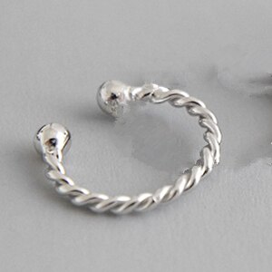 100% 925 Sterling Silver Earrings For Women Chain Twist Double Layer Clip Earrings Cuff Earrings Jewelry Ear Cuff: Silver CE013