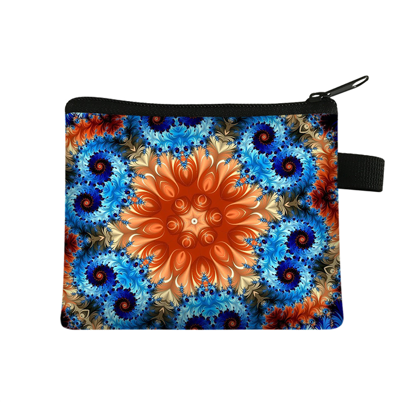 Møntpung dame lille pung dame flerfarvet mønster sød møntpose mandala blomsterprint id kreditkort etui mini møntholder