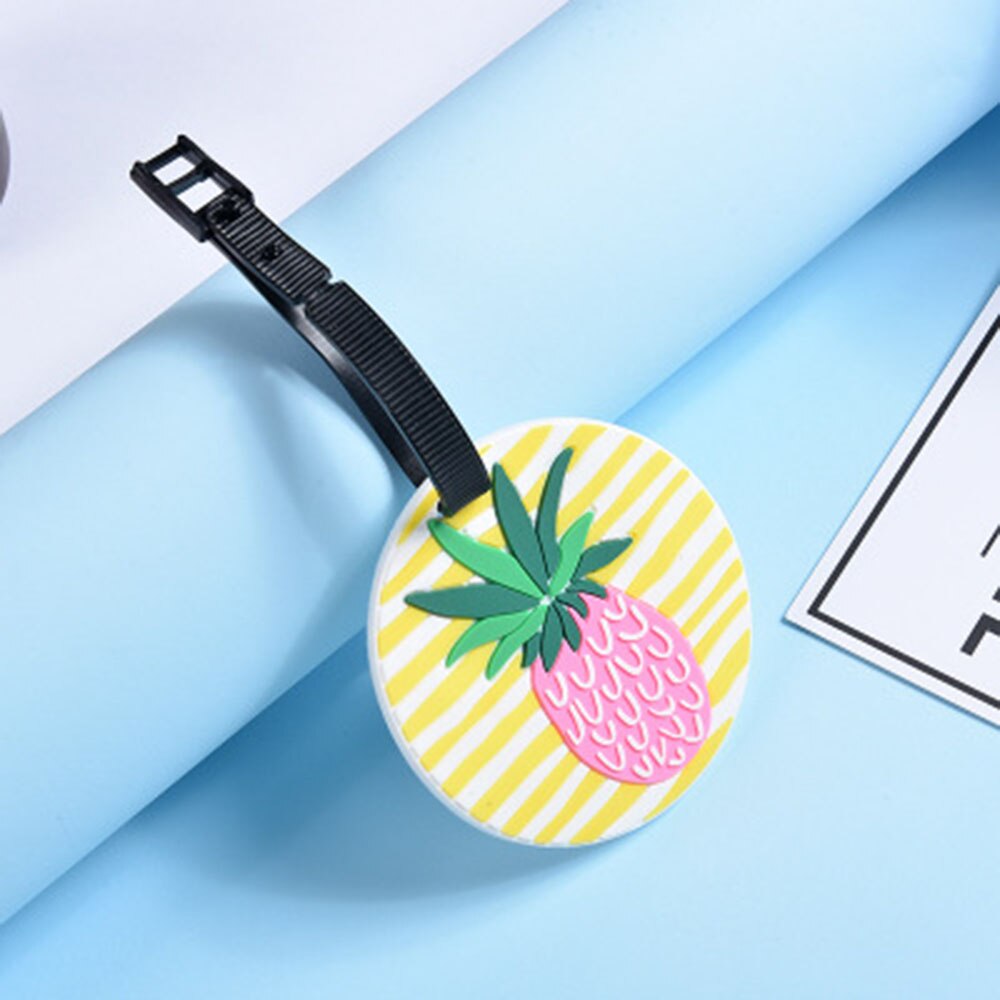 1PCS PVC Luggage Tag Silicone Cartoon Cute Fruits Suitcase Tags Name Address Holder Baggage Boarding Tags Label: 2