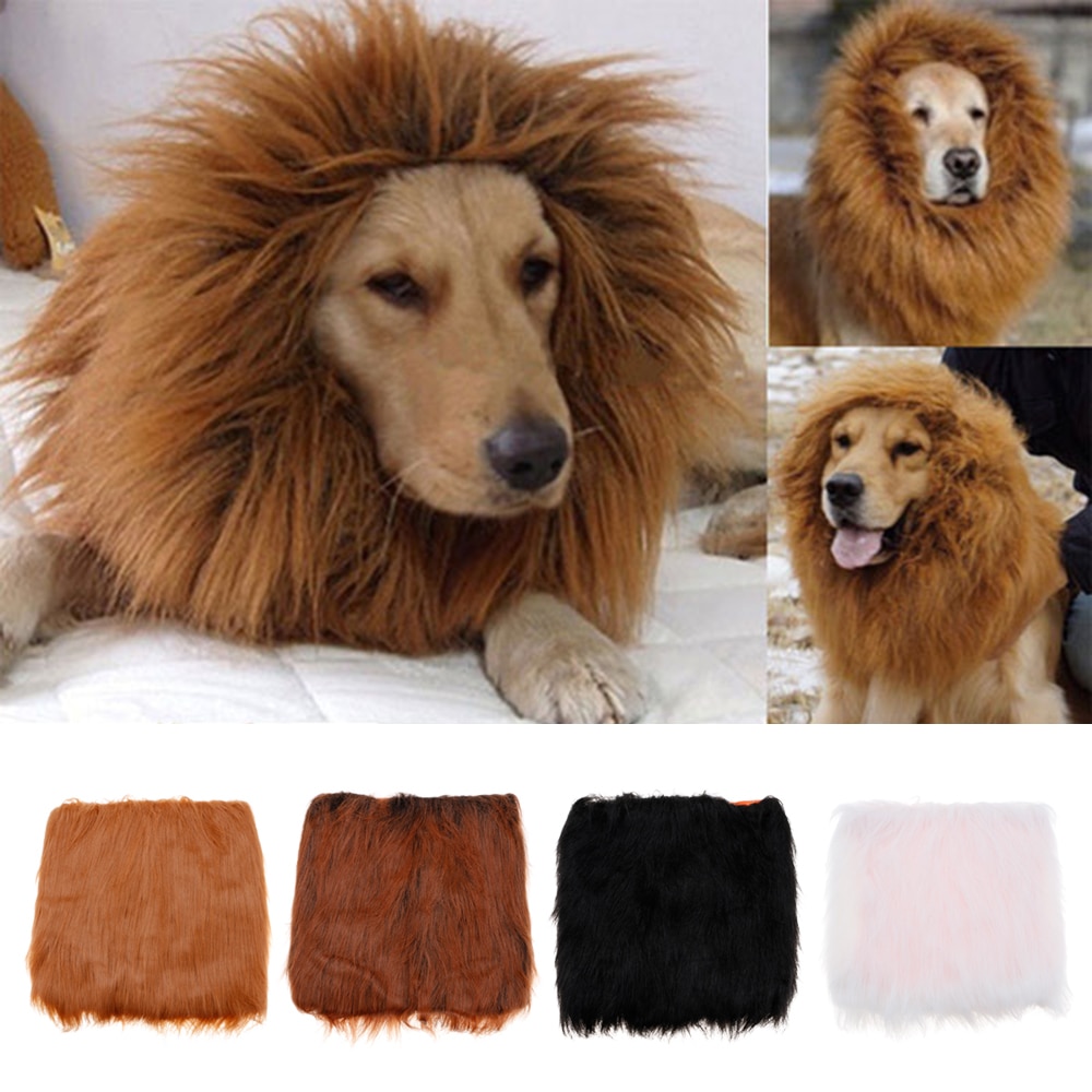 Peluca de Melena De León mascota perro disfraz ropa negro divertido ajustable para de Halloween