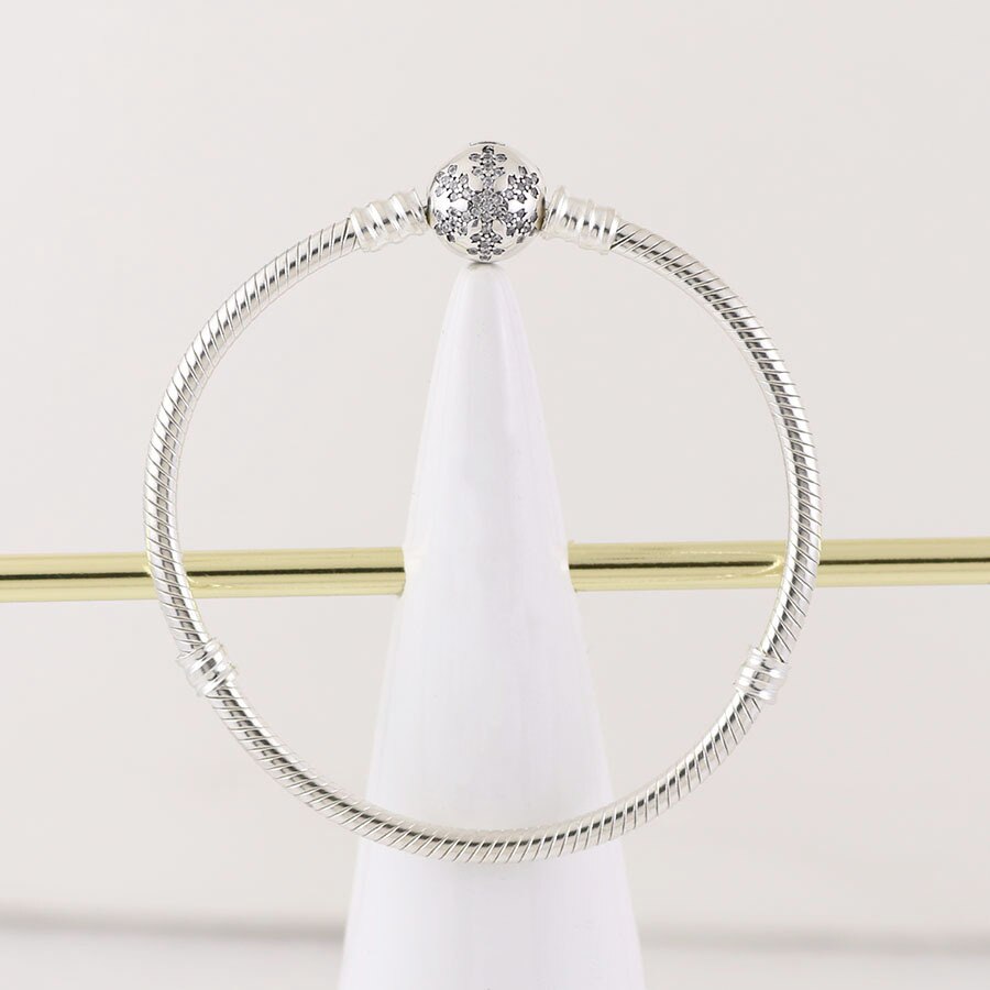 Pulsera con serpiente de Plata de Ley 925 con zirconia cúbica, brazalete con abalorios originales, para mujeres