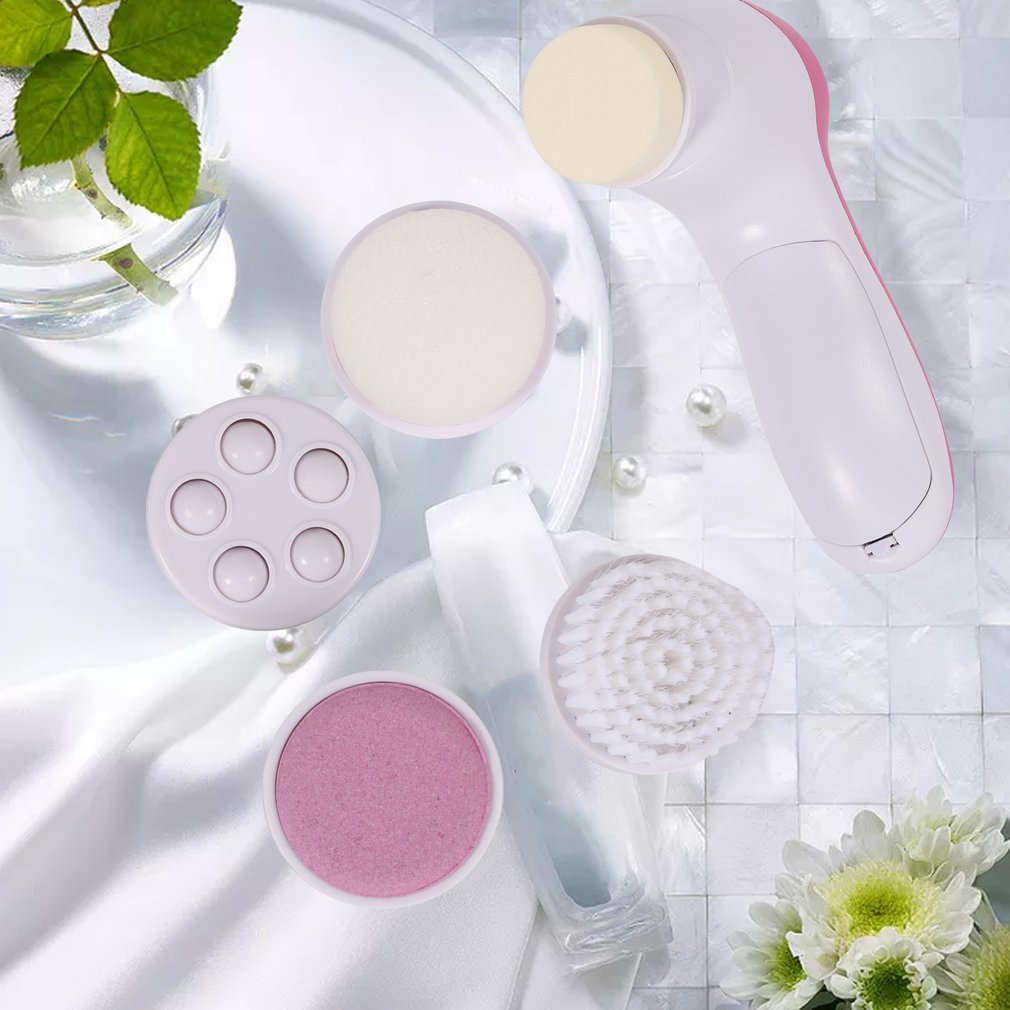 5 en 1 lavage électrique visage Machine nettoyant pour les pores du visage Massage nettoyant pour le corps Mini peau beauté masseur brosse
