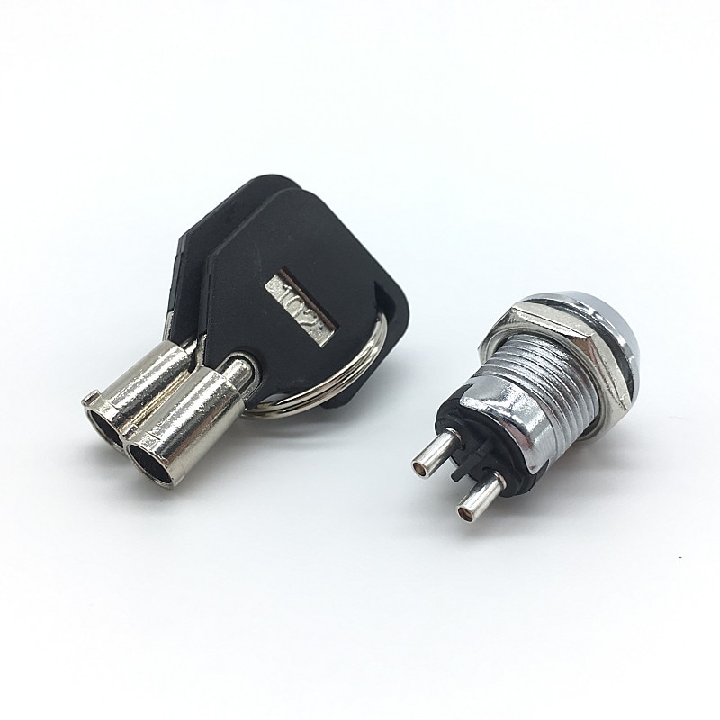 2pcs/lot 12mm Metal Key Switch 250V ON OFF Locking Switch Electrical Key Rotary Switch with 2 Keys 2 Position