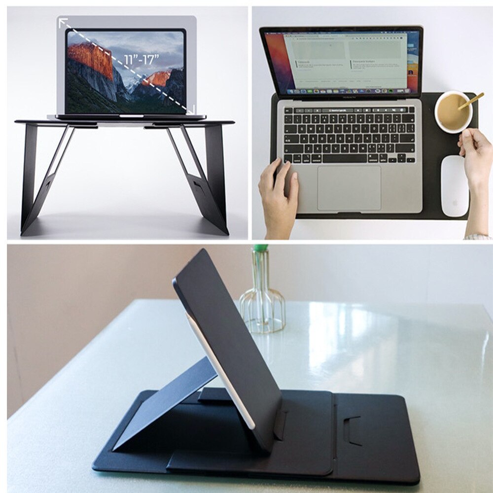 Portable Laptop Stand Foldable Support Base Notebook Stand Lapdesk Multifunctional Computer Laptop Holder Cooling Pad Riser: Black