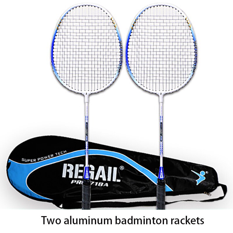 718a Aluminum Alloy Badminton Racket Baking Paint For Metal Two-Color Two-Piece Training Badminton Racket Set: blue