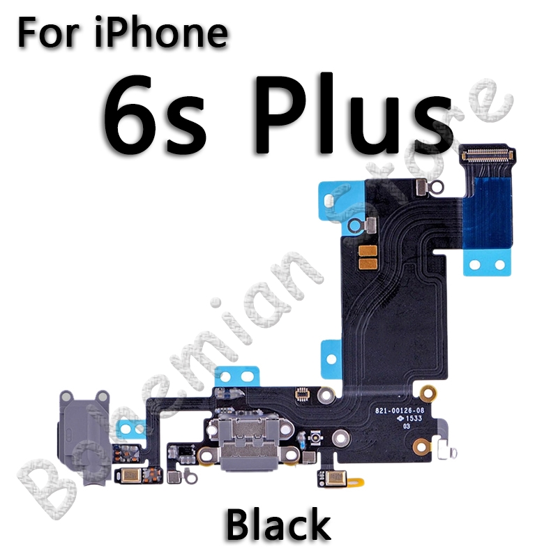 Usb port dock oplader flex til iphone 6 6s plus 7 5 5s se dock ladestik med mikrofon mobiltelefon flex kabel: 6s plus sort