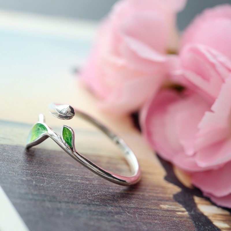 anillo de pegamento en forma de gota de rama esmaltada, anillo azul quemado artístico y fresco, accesorios de de de vacaciones para mujer a la y Retro
