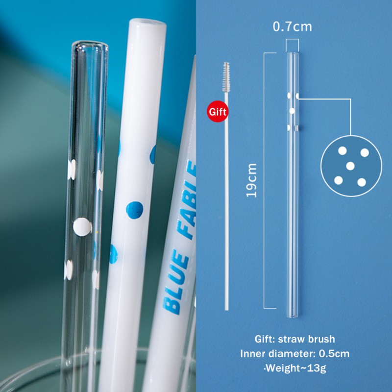 Cute Printed Glass Drinking Straw Eco Friendly Reusable High Borosilicate Glass Straw For Smoothies Cocktails Bar Accessories: A1
