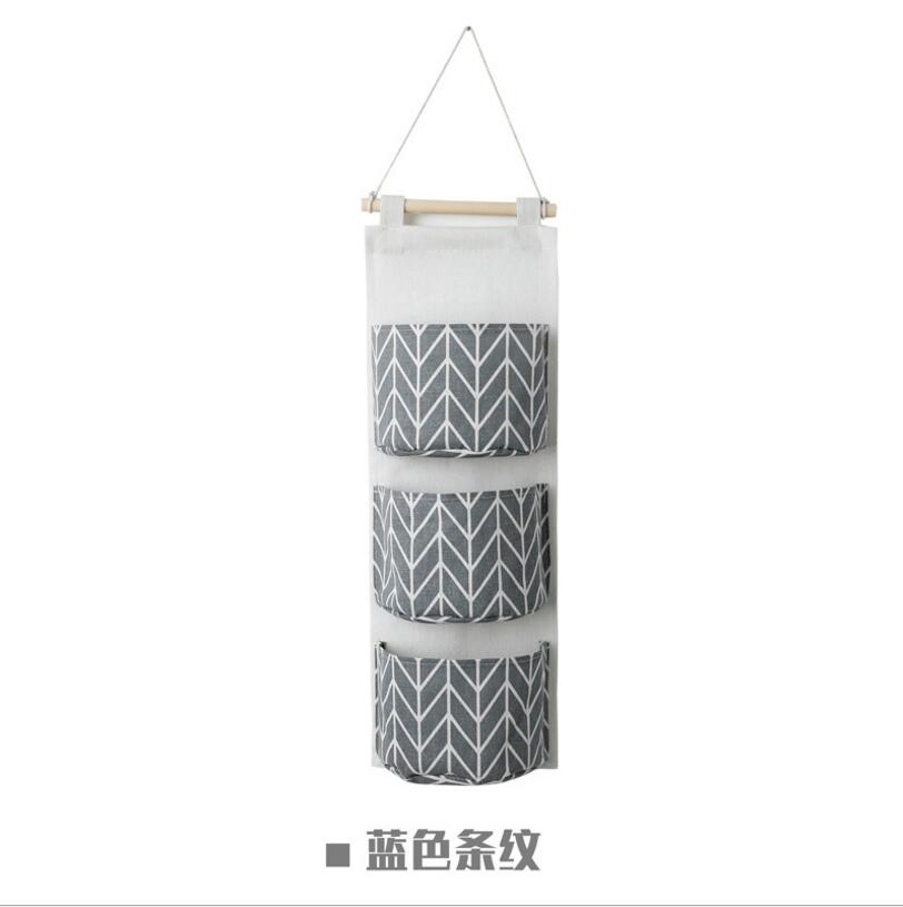Organizador de pared de lino y algodón con 3 bolsillos, bolsas de almacenamiento, bolsa para la puerta del dormitorio, bolsillo de almacenamiento para el hogar, bolsa colgante de decoración: Gray