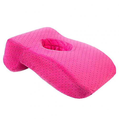 L Vormige Hals Kussens Memory Foam Kussen Voor Auto Home Office Middag Dutje Rest Langzaam Stijgende Taille Beschermen Gezicht Down ontspannen Nek Kussen: Rose Red