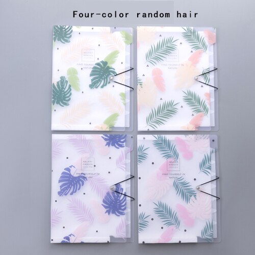 A4 pink flamingo 8 grid document bag file folder expanding cute portable organ bag organizer paper holder office school supplies: leaf random 1pc