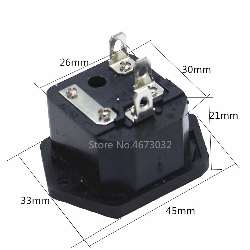 1pcs Panel Mounted 3 Pin IEC 60320 C14 Inlet Male Power Plug 15A AC 250V w/ fuse holder 10A