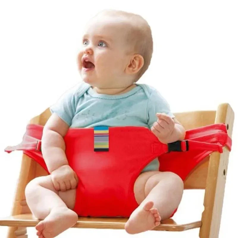 Sedia da pranzo portatile per bambini Cintura fissa Lavabile Cintura di sicurezza alta per bambini All'esterno Copertura da pranzo per alimentazione infantile Sedile con cintura di sicurezza: Blu