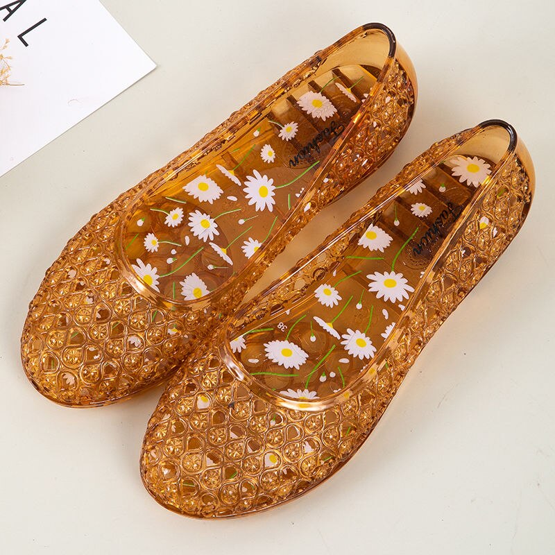 Sandalen Slippers Kristal Sandalen Vrouwelijke Vogel Nest Baotou Ademend Zachte Bodem Thuis Sandalen Moeder Sandalen V213: yellow / 6