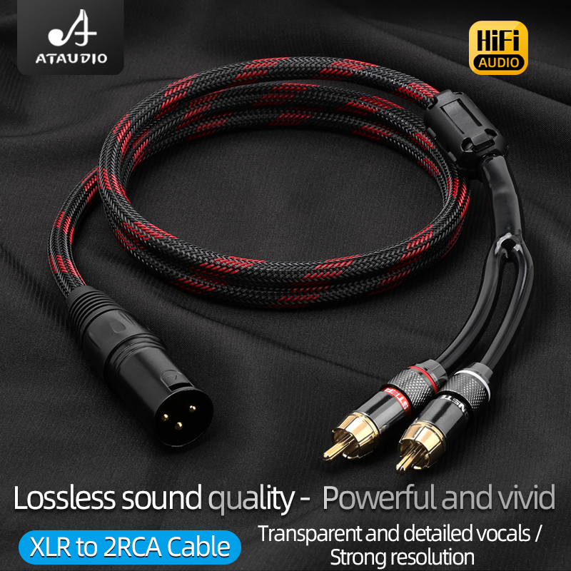 Hifi xlr  to 2 rca-kabel för mikrofonhögtalare hi-end 6n ofc xlr hane och hona jack  to 2 rca-adapterkabel ljudkabel
