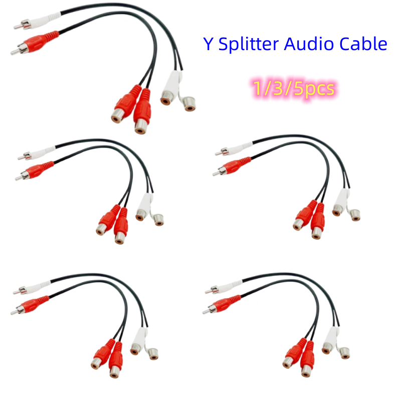 Câble Audio séparateur en Y RCA mâle à 2 prises femelles, adaptateurs de connecteur RCA, 1/3/5 pièces