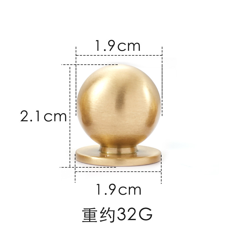 Brass handle drawer wardrobe door solid handle single hole oak door handle accessori armadio cabinet making tools kitchen: 1.9cm