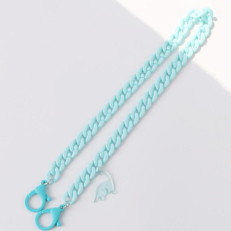 Collar de cadena antipérdida de longitud ajustable para mujer y niño, cadena para cuello, accesorios, collares de acrílico, correa de seguridad: Azul