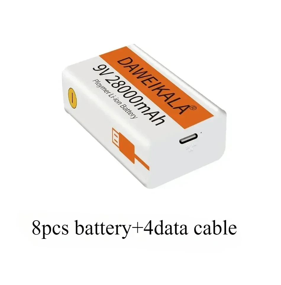 9V battery 28000mAh li-ion Rechargeable battery Type-C Battery 9v for Multimeter Microphone Toy Remote Control KTV use: SKY BLUE