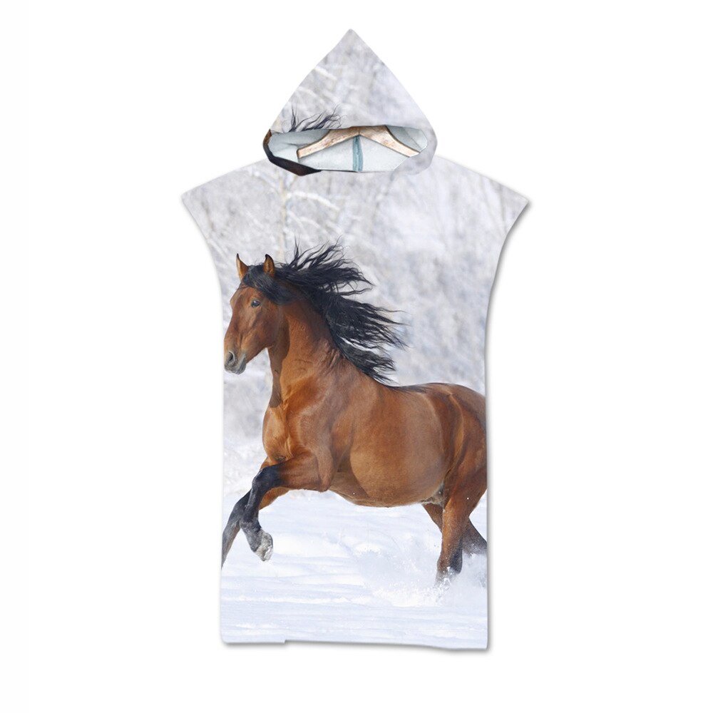 Microfiber Gedrukt Hooded Strandlaken Voor Volwassenen Quick Dry Zwembad Poncho Badhanddoek Met Mantel Badjas