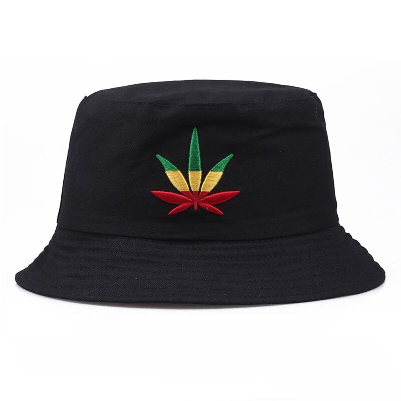 Sport Bucket Hat Maple Leaf Embroidered Packable Foldable Sunshade Cotton Cap For Lovers