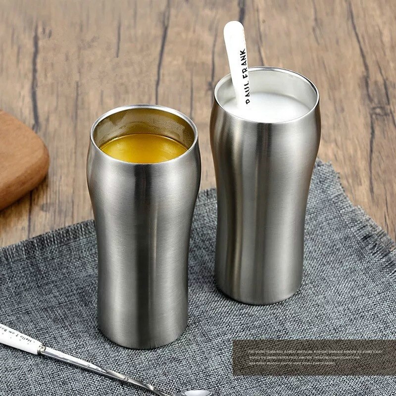 304 Stainless Steel Coffee Cup 430ml Juice Double 304 Stainless Steel Ice Beer Mug Coffee Milk