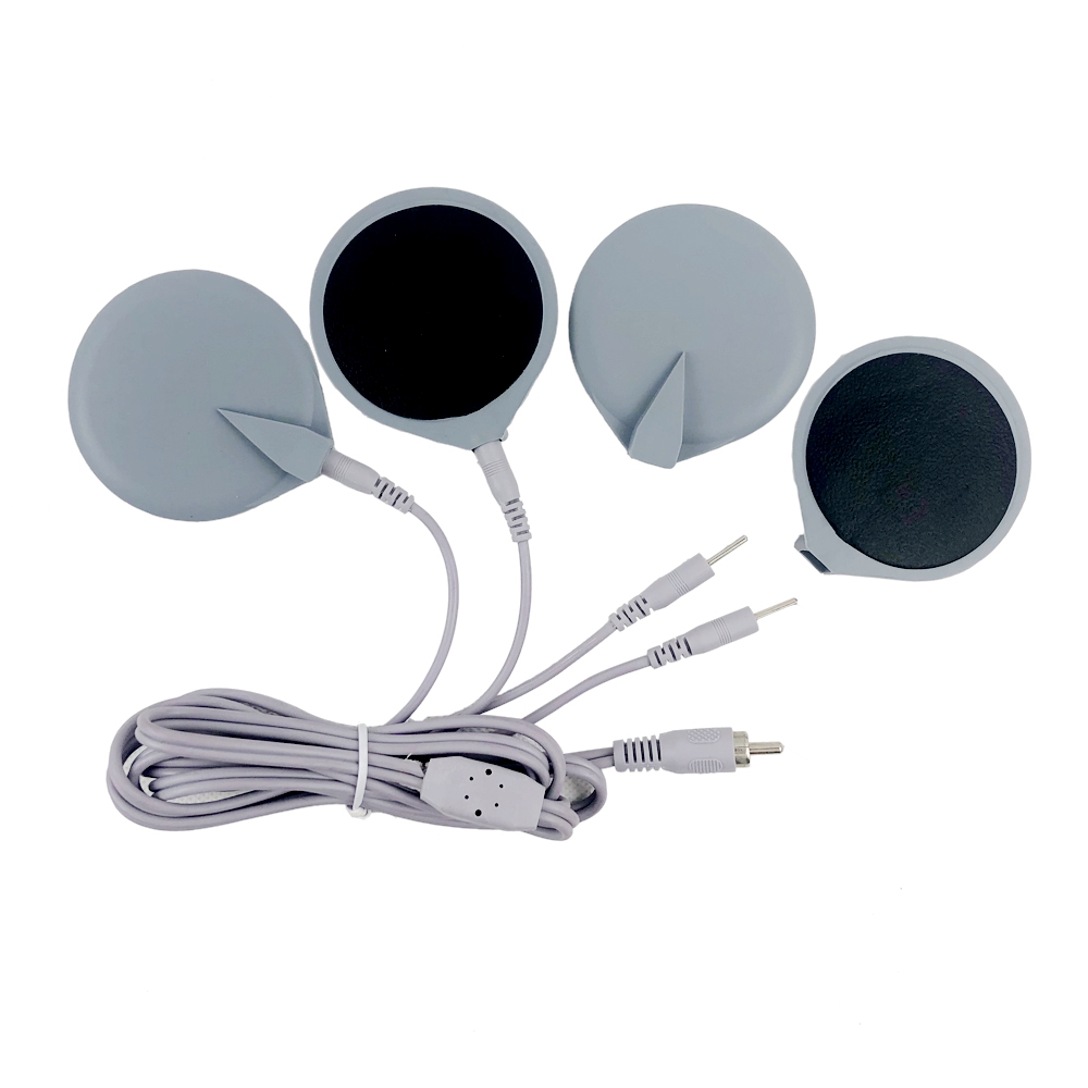 RCA Plug Cable with 4 Output Plugs EMS Electrode Patch Microcuttent Conductive Silicone Paddle Elastic Strict Kit