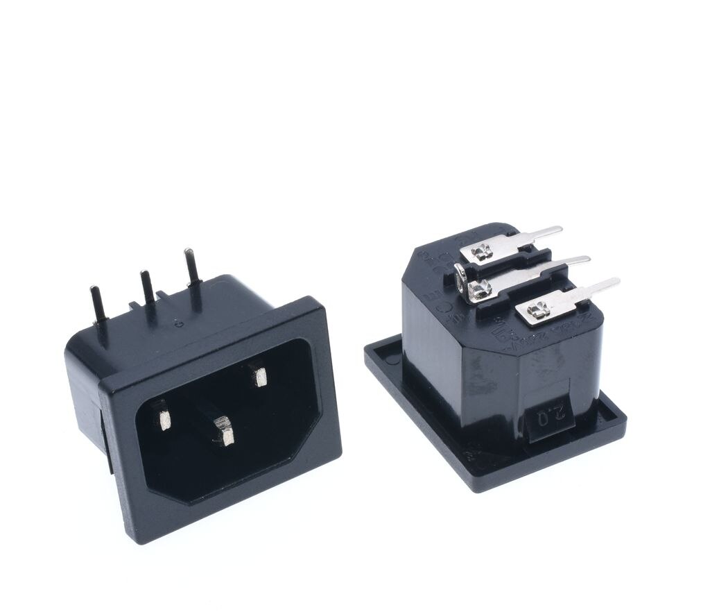 Ce-certificering Iec 60320 C14 Mannelijke Plug Haakse 3 Pins Pcb Panel Power Inlet Socket Connector Ac 250V 10A *