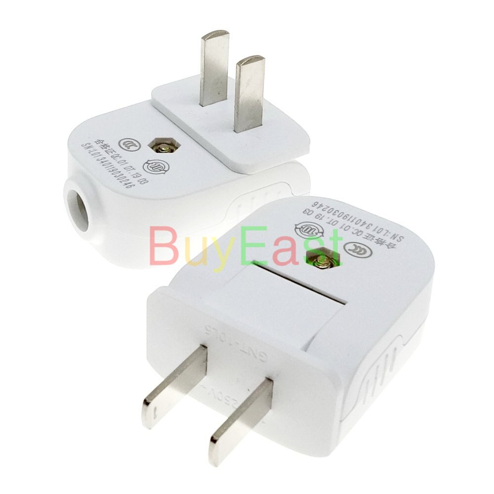 (Pack 3) US, Canada 2-Flat Pin Bendable DIY Power Plug AC100~250V 10A Max