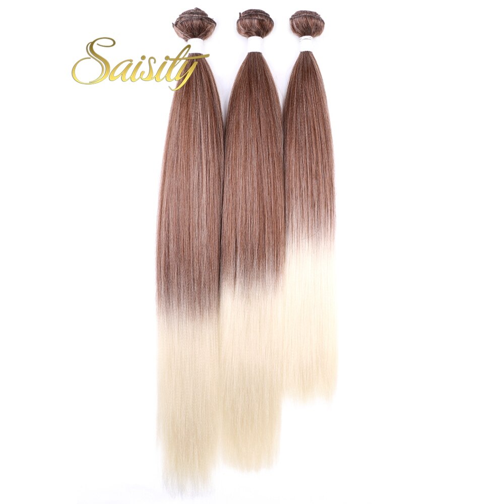 Saisity Weaving 26 Inch High Temperature Fiber Straight Synthetic Weave 3 Pcs/lot Natural Yaki Hair Bundles Black Long Hair: 4/27HL