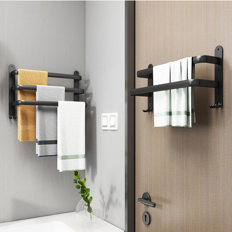 Zauberstab Montieren 30-50CM Weiß Aluminium Handtuch Gestell Halfter Doppel Drei Bar Mit Wc Kleid Haken Aufhänger Küche Schlecht Zubehör
