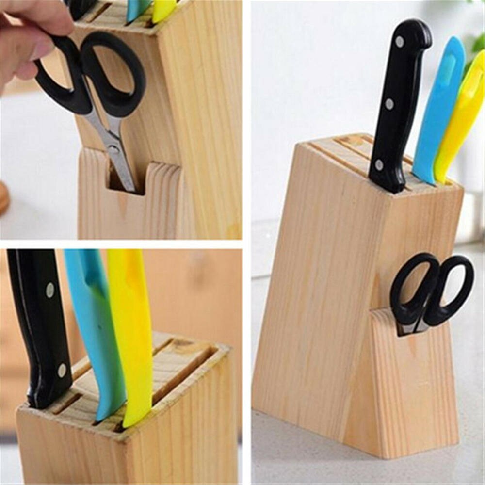 Kitchen Wood Holder Bamboo Block Stand Storage Shelf Rack Kitchenware Storage Organizer Kitchen Tool Accessories