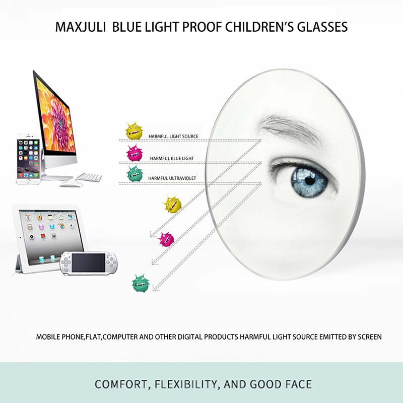 Maxjuli Kinderen Vierkante Blauw Licht Blokkeren Glazen Optische Frame Kind Jongen Meisje Computer Anti Reflecterende Brillen 6612