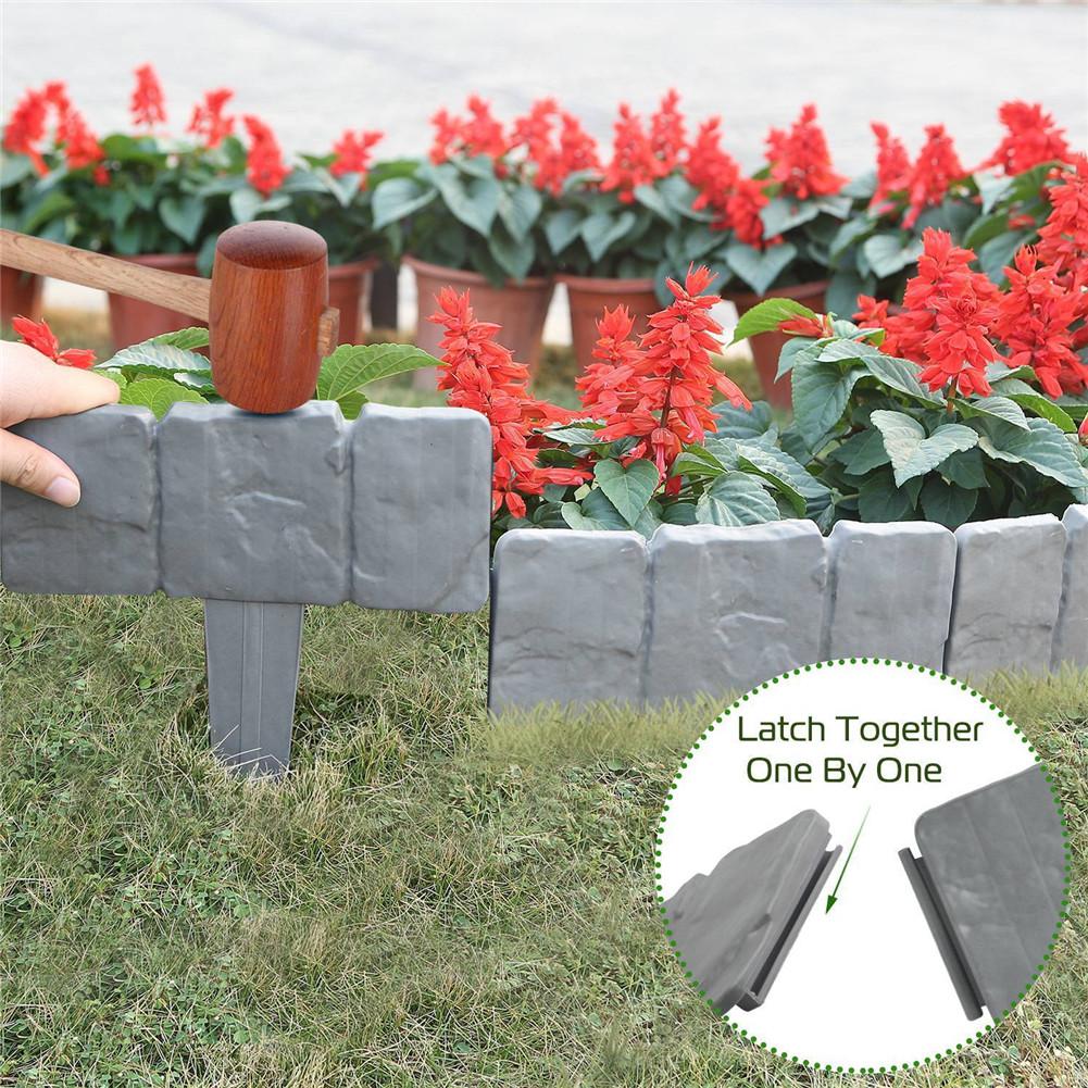 20 pcs Garden Fence Cobblestone Border Plastic Lawn Edging Plant Border Decorations Flower Bed Border Garden Landscape 40a