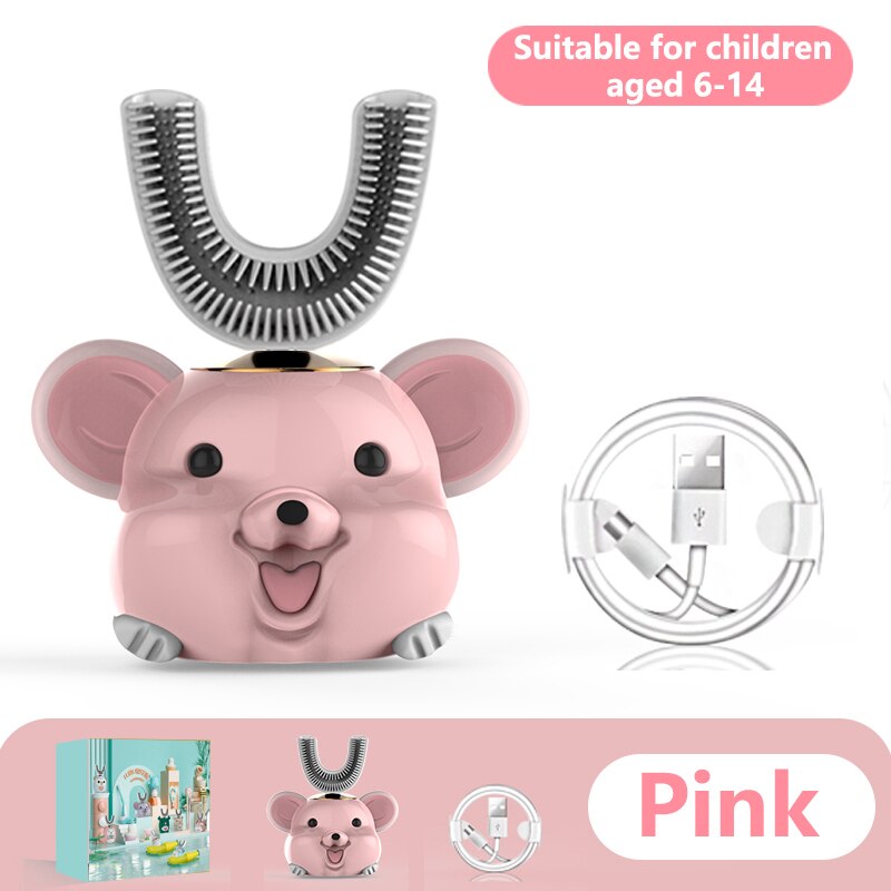 Brosse à dents électrique ultrasonique 360 nano silicone en forme de u pour enfants, brosse à dents automatique, rechargeable par usb, sans fil, intelligente: 16