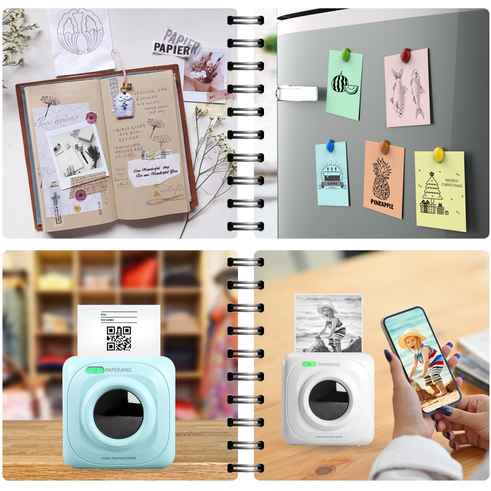 PAPERANG-Impresora térmica de bolsillo P1, dispositivo de impresión portátil, inalámbrica, BT, móvil, 200dpi, para fotos, recibos, notas, etiquetas