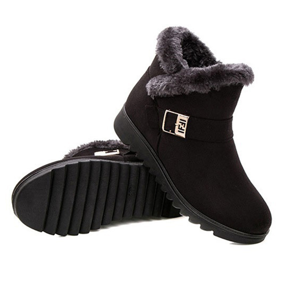 Vrouwen Winter Pluche Snowboots Warme Platte Effen Kleur Enkellaars voor Vrouwen Ronde Neus Antislip Casual Moeder schoenen Maat 35-41