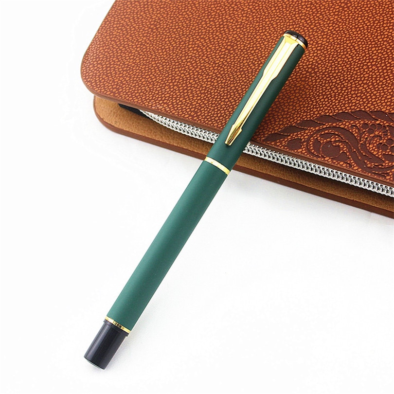 Gel pen Rollerball Pen green Golden Business Metal Ballpoint Pens for school Golden Clip Gold