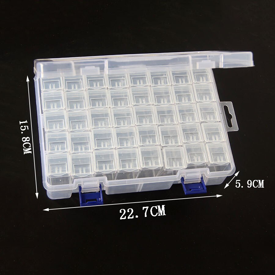 Caja de almacenamiento transparente para decoración de uñas, contenedor de cuentas de diamantes de imitación con cuadrícula cuadrada, accesorios, Maleta, 40 Uds.