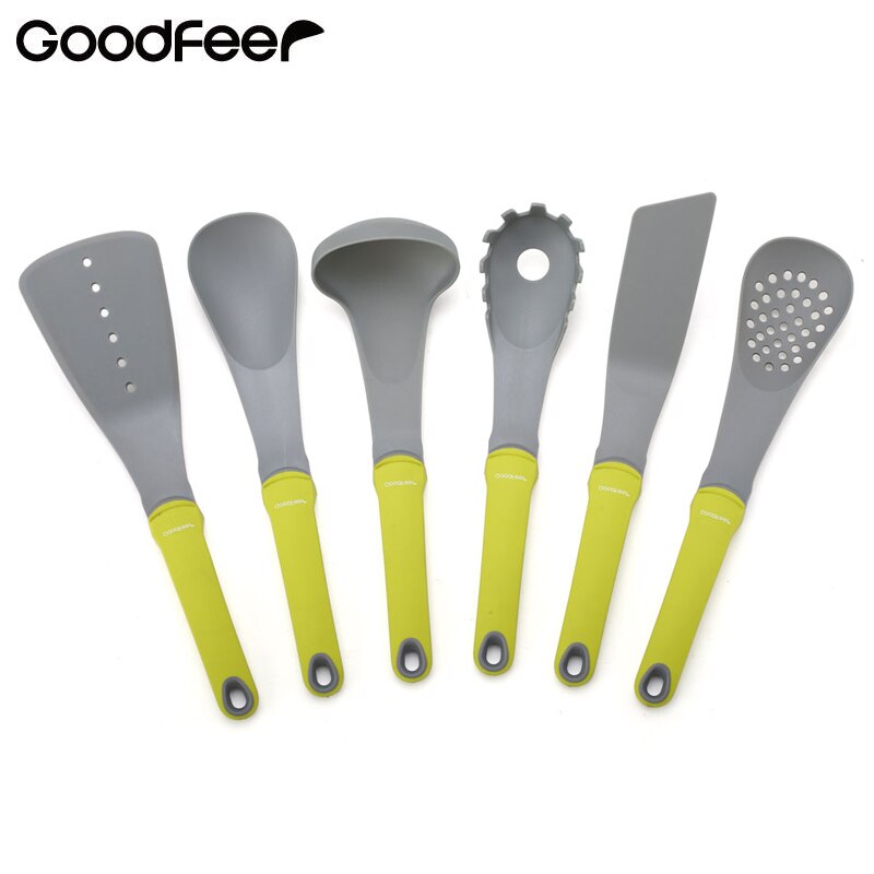 Redskapsredskap i nylon med långskaftsspad, soppsalladssked, slev, spaghettiserver, slitsad kokkärl goodfeer