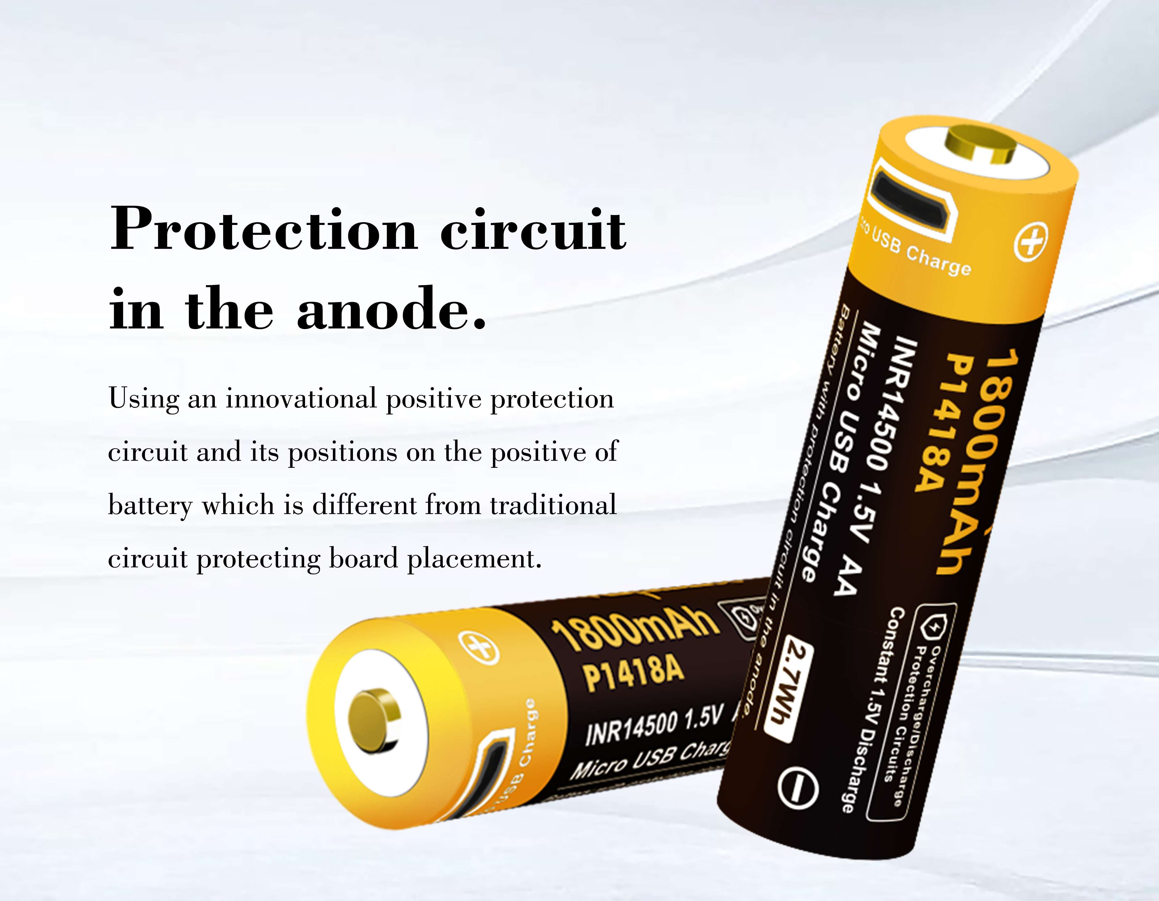 Vapcell Original 14500 AA 1.5V 1800mah battery button top USB Rechargeable li ion Batteries cells for flashlight power tools