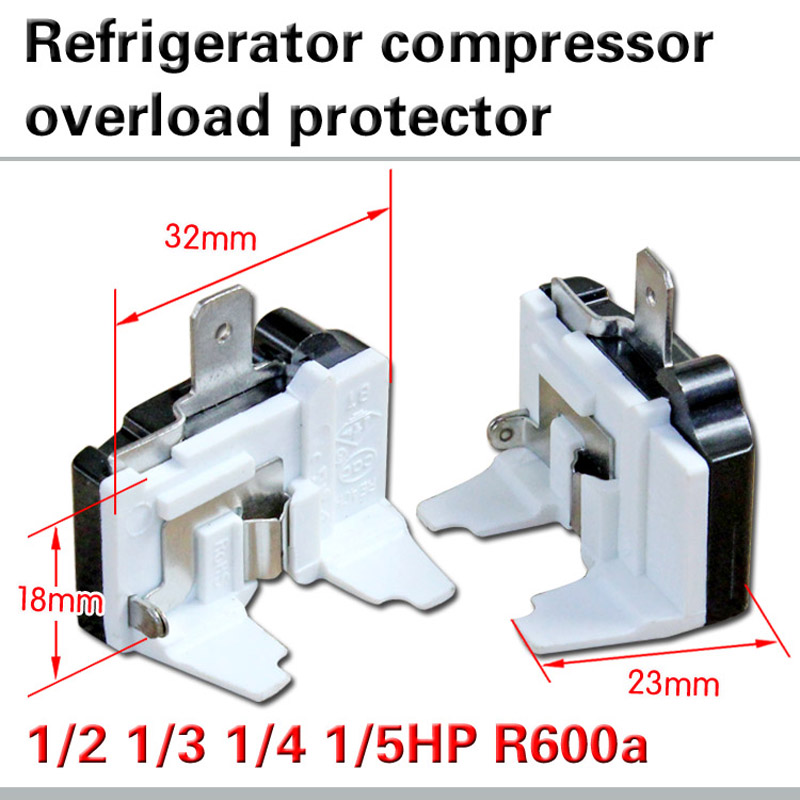 1/2HP Overload Protector Refrigerator Overheating Overload Protection Overcurrent Protector Freezer Compressor Accessory